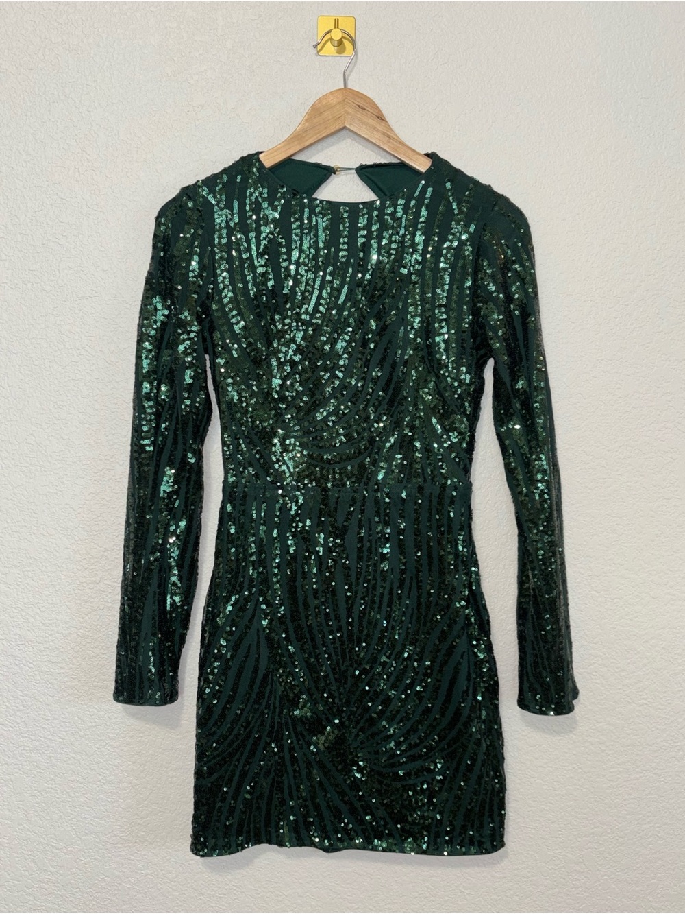 NWT Love & Lemonade Emerald Sequin Open Back Mini Dress